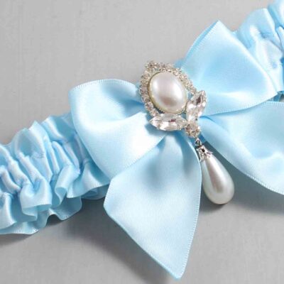 Alice Blue Satin Wedding Garter / Solid Blue Wedding Garters / Wedding Garter / Custom Wedding Garter / Bridal Garter / Prom Garter / Linda Joyce Couture / Personalized Garter / Personalized Wedding Garter / Personalized Prom Garter