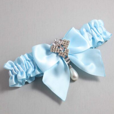Alice Blue Satin Wedding Garter / Solid Blue Wedding Garters / Wedding Garter / Custom Wedding Garter / Bridal Garter / Prom Garter / Linda Joyce Couture / Personalized Garter / Personalized Wedding Garter / Personalized Prom Garter