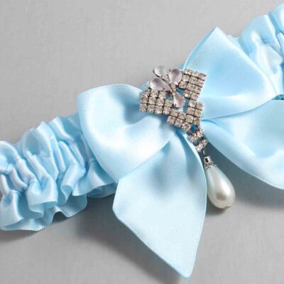 Alice Blue Satin Wedding Garter / Solid Blue Wedding Garters / Wedding Garter / Custom Wedding Garter / Bridal Garter / Prom Garter / Linda Joyce Couture / Personalized Garter / Personalized Wedding Garter / Personalized Prom Garter