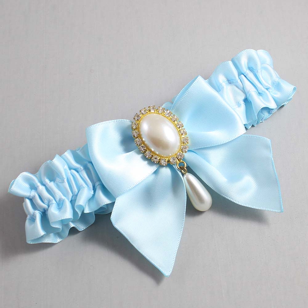 Alice Blue Satin Wedding Garter / Solid Blue Wedding Garters / Wedding Garter / Custom Wedding Garter / Bridal Garter / Prom Garter / Linda Joyce Couture / Personalized Garter / Personalized Wedding Garter / Personalized Prom Garter