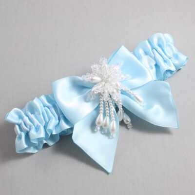 Alice Blue Satin Wedding Garter / Solid Blue Wedding Garters / Wedding Garter / Custom Wedding Garter / Bridal Garter / Prom Garter / Linda Joyce Couture / Personalized Garter / Personalized Wedding Garter / Personalized Prom Garter