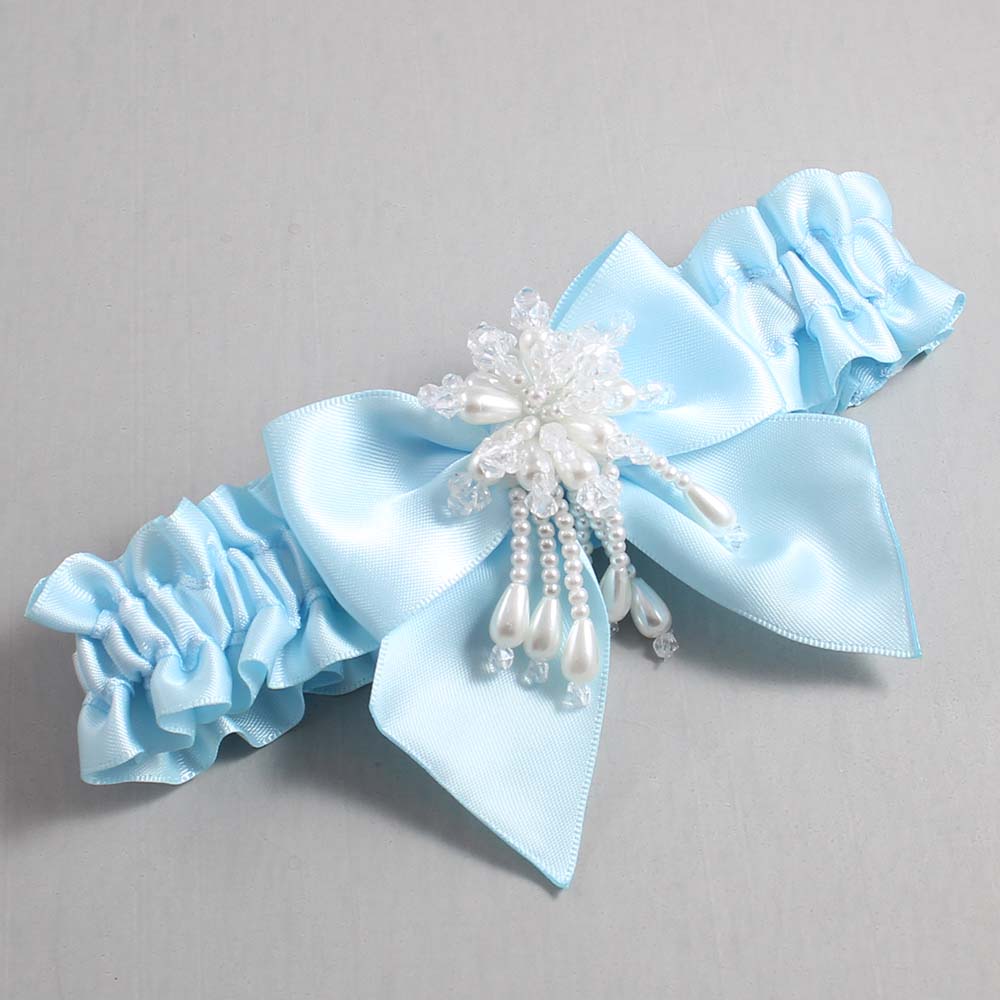 Alice Blue Satin Wedding Garter / Solid Blue Wedding Garters / Wedding Garter / Custom Wedding Garter / Bridal Garter / Prom Garter / Linda Joyce Couture / Personalized Garter / Personalized Wedding Garter / Personalized Prom Garter