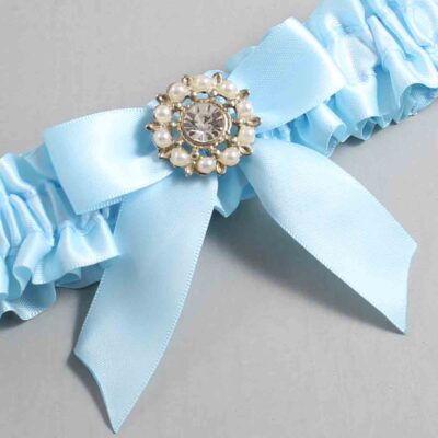 Alice Blue Satin Wedding Garter / Blue Wedding Garters / Wedding Garter / Custom Wedding Garter / Bridal Garter / Prom Garter / Linda Joyce Couture / Personalized Garter / Personalized Wedding Garter / Personalized Prom Garter