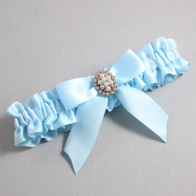 Alice Blue Satin Wedding Garter / Blue Wedding Garters / Wedding Garter / Custom Wedding Garter / Bridal Garter / Prom Garter / Linda Joyce Couture / Personalized Garter / Personalized Wedding Garter / Personalized Prom Garter