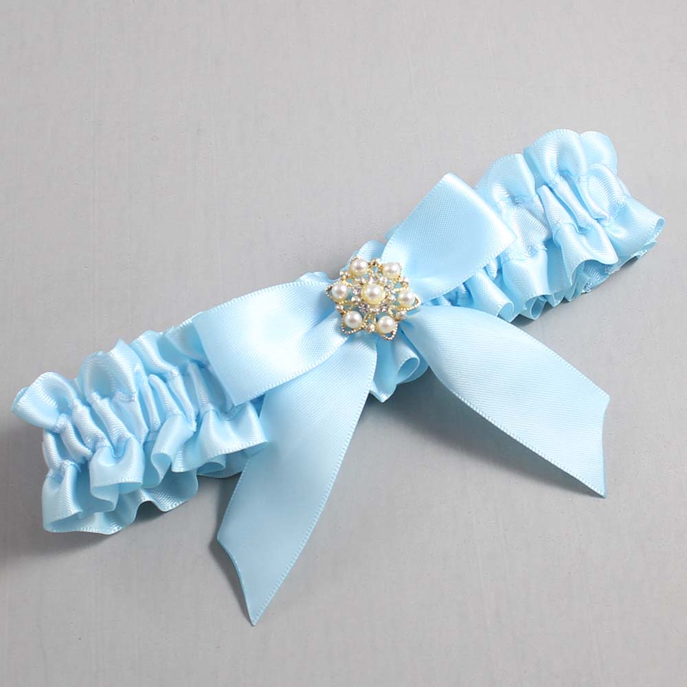 Alice Blue Satin Wedding Garter / Blue Wedding Garters / Wedding Garter / Custom Wedding Garter / Bridal Garter / Prom Garter / Linda Joyce Couture / Personalized Garter / Personalized Wedding Garter / Personalized Prom Garter