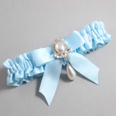 Alice Blue Satin Wedding Garter / Blue Wedding Garters / Wedding Garter / Custom Wedding Garter / Bridal Garter / Prom Garter / Linda Joyce Couture / Personalized Garter / Personalized Wedding Garter / Personalized Prom Garter