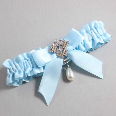 Alice Blue Satin Wedding Garter / Blue Wedding Garters / Wedding Garter / Custom Wedding Garter / Bridal Garter / Prom Garter / Linda Joyce Couture / Personalized Garter / Personalized Wedding Garter / Personalized Prom Garter
