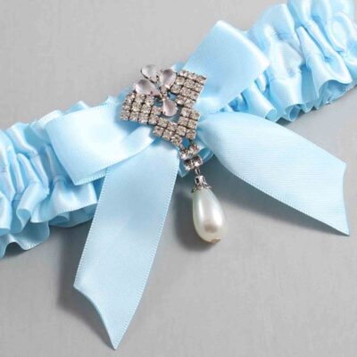 Alice Blue Satin Wedding Garter / Blue Wedding Garters / Wedding Garter / Custom Wedding Garter / Bridal Garter / Prom Garter / Linda Joyce Couture / Personalized Garter / Personalized Wedding Garter / Personalized Prom Garter