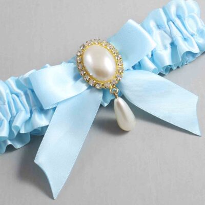 Alice Blue Satin Wedding Garter / Blue Wedding Garters / Wedding Garter / Custom Wedding Garter / Bridal Garter / Prom Garter / Linda Joyce Couture / Personalized Garter / Personalized Wedding Garter / Personalized Prom Garter