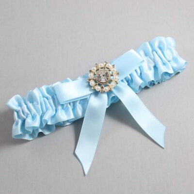 Alice Blue Satin Wedding Garter / Blue Wedding Garters / Wedding Garter / Custom Wedding Garter / Bridal Garter / Prom Garter / Linda Joyce Couture / Personalized Garter / Personalized Wedding Garter / Personalized Prom Garter