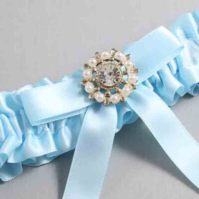Alice Blue Satin Wedding Garter / Blue Wedding Garters / Wedding Garter / Custom Wedding Garter / Bridal Garter / Prom Garter / Linda Joyce Couture / Personalized Garter / Personalized Wedding Garter / Personalized Prom Garter