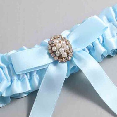 Alice Blue Satin Wedding Garter / Blue Wedding Garters / Wedding Garter / Custom Wedding Garter / Bridal Garter / Prom Garter / Linda Joyce Couture / Personalized Garter / Personalized Wedding Garter / Personalized Prom Garter