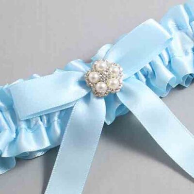 Alice Blue Satin Wedding Garter / Blue Wedding Garters / Wedding Garter / Custom Wedding Garter / Bridal Garter / Prom Garter / Linda Joyce Couture / Personalized Garter / Personalized Wedding Garter / Personalized Prom Garter