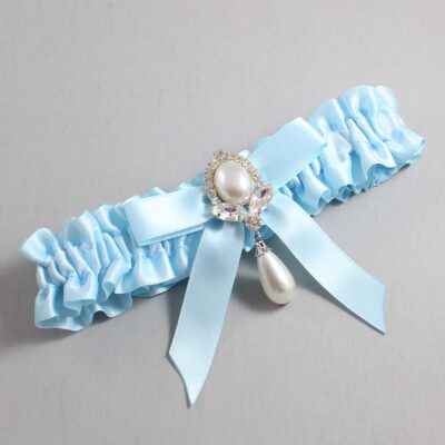 Alice Blue Satin Wedding Garter / Blue Wedding Garters / Wedding Garter / Custom Wedding Garter / Bridal Garter / Prom Garter / Linda Joyce Couture / Personalized Garter / Personalized Wedding Garter / Personalized Prom Garter