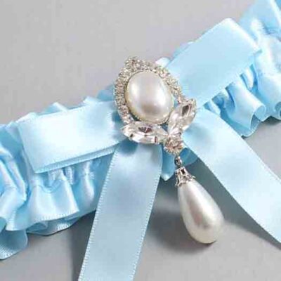 Alice Blue Satin Wedding Garter / Blue Wedding Garters / Wedding Garter / Custom Wedding Garter / Bridal Garter / Prom Garter / Linda Joyce Couture / Personalized Garter / Personalized Wedding Garter / Personalized Prom Garter