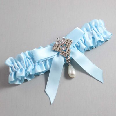 Alice Blue Satin Wedding Garter / Blue Wedding Garters / Wedding Garter / Custom Wedding Garter / Bridal Garter / Prom Garter / Linda Joyce Couture / Personalized Garter / Personalized Wedding Garter / Personalized Prom Garter