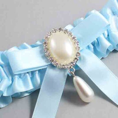 Alice Blue Satin Wedding Garter / Blue Wedding Garters / Wedding Garter / Custom Wedding Garter / Bridal Garter / Prom Garter / Linda Joyce Couture / Personalized Garter / Personalized Wedding Garter / Personalized Prom Garter