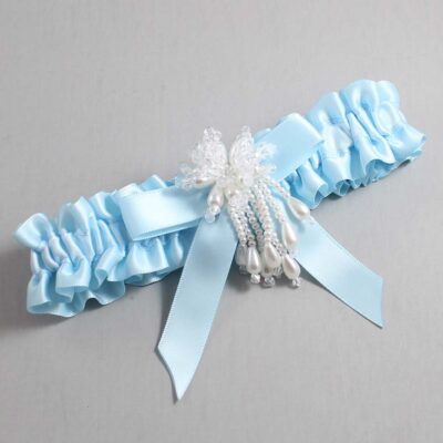 Alice Blue Satin Wedding Garter / Blue Wedding Garters / Wedding Garter / Custom Wedding Garter / Bridal Garter / Prom Garter / Linda Joyce Couture / Personalized Garter / Personalized Wedding Garter / Personalized Prom Garter