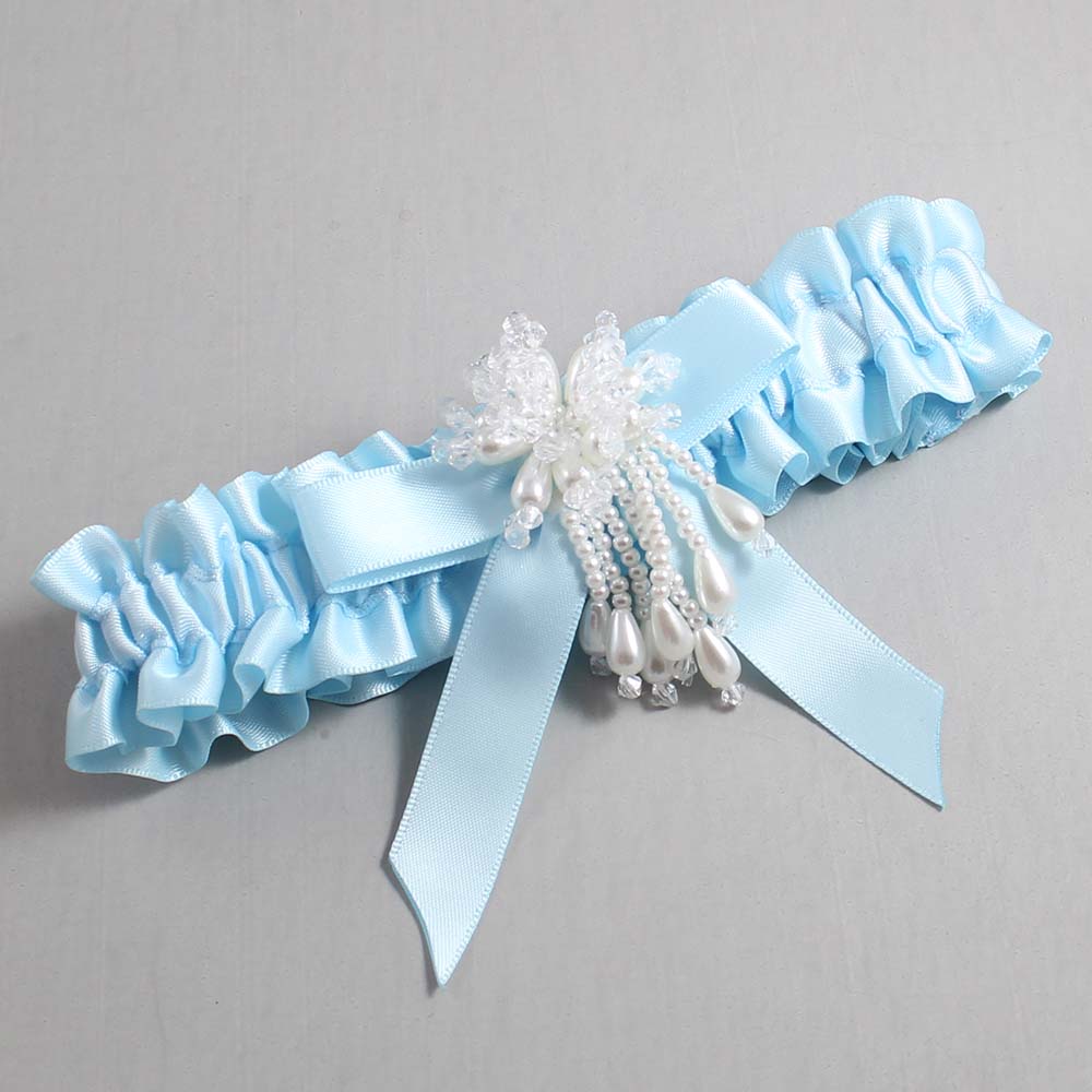 Alice Blue Satin Wedding Garter / Blue Wedding Garters / Wedding Garter / Custom Wedding Garter / Bridal Garter / Prom Garter / Linda Joyce Couture / Personalized Garter / Personalized Wedding Garter / Personalized Prom Garter