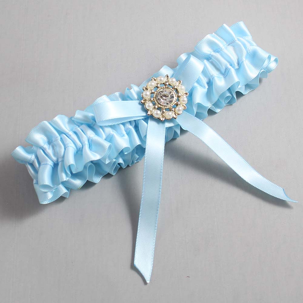 Alice Blue Satin Wedding Garter / Blue Wedding Garters / Wedding Garter / Custom Wedding Garter / Bridal Garter / Prom Garter / Linda Joyce Couture / Personalized Garter / Personalized Wedding Garter / Personalized Prom Garter