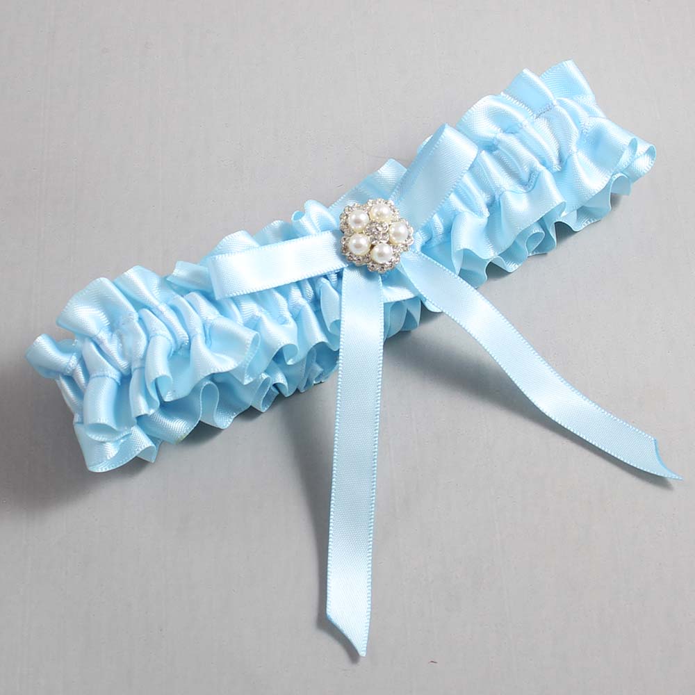 Alice Blue Satin Wedding Garter / Blue Wedding Garters / Wedding Garter / Custom Wedding Garter / Bridal Garter / Prom Garter / Linda Joyce Couture / Personalized Garter / Personalized Wedding Garter / Personalized Prom Garter