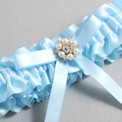 Alice Blue Satin Wedding Garter / Blue Wedding Garters / Wedding Garter / Custom Wedding Garter / Bridal Garter / Prom Garter / Linda Joyce Couture / Personalized Garter / Personalized Wedding Garter / Personalized Prom Garter
