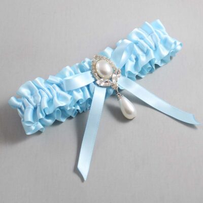 Alice Blue Satin Wedding Garter / Blue Wedding Garters / Wedding Garter / Custom Wedding Garter / Bridal Garter / Prom Garter / Linda Joyce Couture / Personalized Garter / Personalized Wedding Garter / Personalized Prom Garter