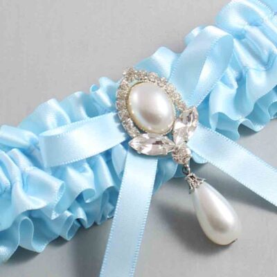 Alice Blue Satin Wedding Garter / Blue Wedding Garters / Wedding Garter / Custom Wedding Garter / Bridal Garter / Prom Garter / Linda Joyce Couture / Personalized Garter / Personalized Wedding Garter / Personalized Prom Garter