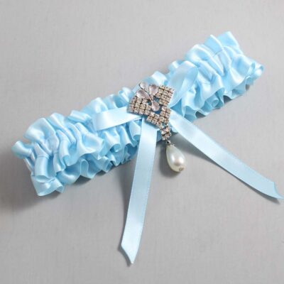 Alice Blue Satin Wedding Garter / Blue Wedding Garters / Wedding Garter / Custom Wedding Garter / Bridal Garter / Prom Garter / Linda Joyce Couture / Personalized Garter / Personalized Wedding Garter / Personalized Prom Garter