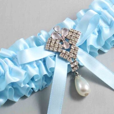 Alice Blue Satin Wedding Garter / Blue Wedding Garters / Wedding Garter / Custom Wedding Garter / Bridal Garter / Prom Garter / Linda Joyce Couture / Personalized Garter / Personalized Wedding Garter / Personalized Prom Garter