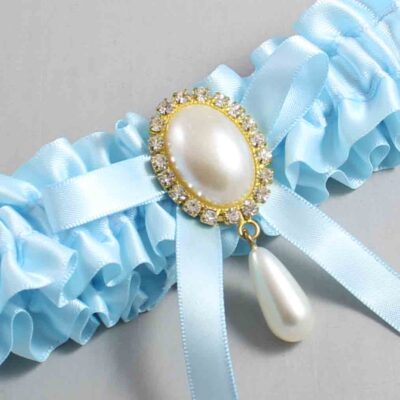Alice Blue Satin Wedding Garter / Blue Wedding Garters / Wedding Garter / Custom Wedding Garter / Bridal Garter / Prom Garter / Linda Joyce Couture / Personalized Garter / Personalized Wedding Garter / Personalized Prom Garter