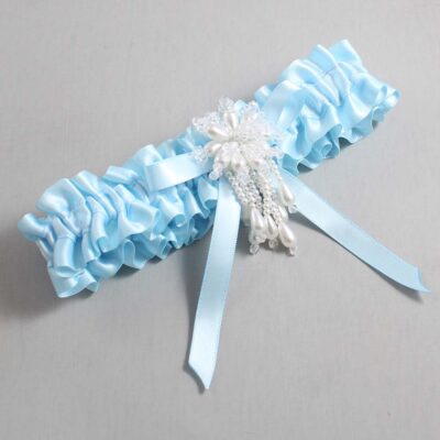 Alice Blue Satin Wedding Garter / Blue Wedding Garters / Wedding Garter / Custom Wedding Garter / Bridal Garter / Prom Garter / Linda Joyce Couture / Personalized Garter / Personalized Wedding Garter / Personalized Prom Garter