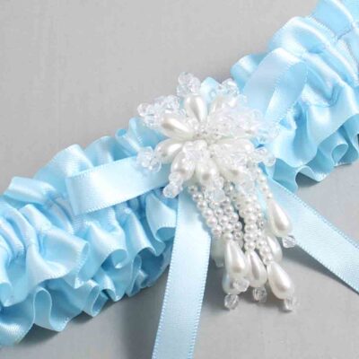 Alice Blue Satin Wedding Garter / Blue Wedding Garters / Wedding Garter / Custom Wedding Garter / Bridal Garter / Prom Garter / Linda Joyce Couture / Personalized Garter / Personalized Wedding Garter / Personalized Prom Garter