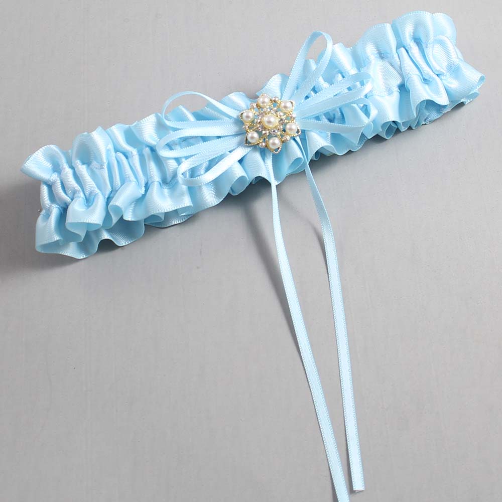 Alice Blue Satin Wedding Garter / Blue Wedding Garters / Wedding Garter / Custom Wedding Garter / Bridal Garter / Prom Garter / Linda Joyce Couture / Personalized Garter / Personalized Wedding Garter / Personalized Prom Garter