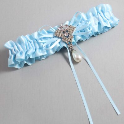 Alice Blue Satin Wedding Garter / Blue Wedding Garters / Wedding Garter / Custom Wedding Garter / Bridal Garter / Prom Garter / Linda Joyce Couture / Personalized Garter / Personalized Wedding Garter / Personalized Prom Garter