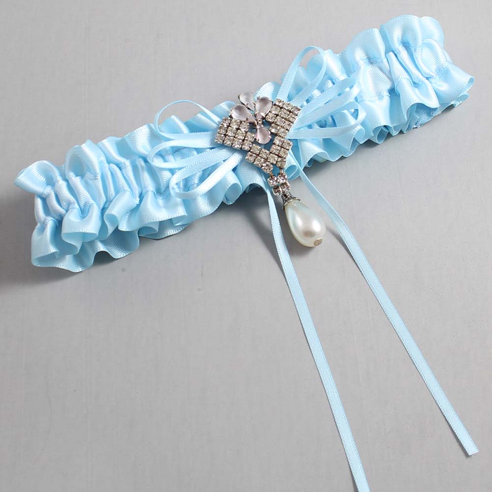Alice Blue Satin Wedding Garter / Blue Wedding Garters / Wedding Garter / Custom Wedding Garter / Bridal Garter / Prom Garter / Linda Joyce Couture / Personalized Garter / Personalized Wedding Garter / Personalized Prom Garter