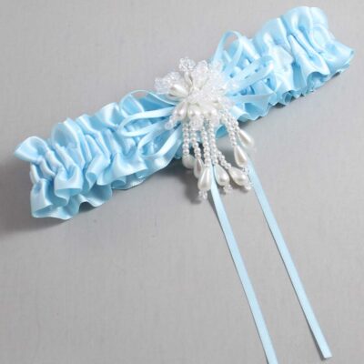 Alice Blue Satin Wedding Garter / Blue Wedding Garters / Wedding Garter / Custom Wedding Garter / Bridal Garter / Prom Garter / Linda Joyce Couture / Personalized Garter / Personalized Wedding Garter / Personalized Prom Garter