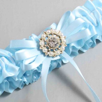 Alice Blue Satin Wedding Garter / Blue Wedding Garters / Wedding Garter / Custom Wedding Garter / Bridal Garter / Prom Garter / Linda Joyce Couture / Personalized Garter / Personalized Wedding Garter / Personalized Prom Garter