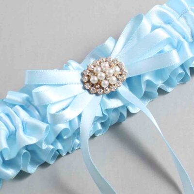 Alice Blue Satin Wedding Garter / Blue Wedding Garters / Wedding Garter / Custom Wedding Garter / Bridal Garter / Prom Garter / Linda Joyce Couture / Personalized Garter / Personalized Wedding Garter / Personalized Prom Garter