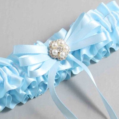 Alice Blue Satin Wedding Garter / Blue Wedding Garters / Wedding Garter / Custom Wedding Garter / Bridal Garter / Prom Garter / Linda Joyce Couture / Personalized Garter / Personalized Wedding Garter / Personalized Prom Garter
