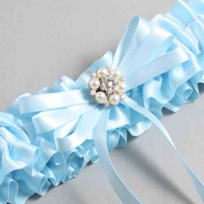 Alice Blue Satin Wedding Garter / Blue Wedding Garters / Wedding Garter / Custom Wedding Garter / Bridal Garter / Prom Garter / Linda Joyce Couture / Personalized Garter / Personalized Wedding Garter / Personalized Prom Garter
