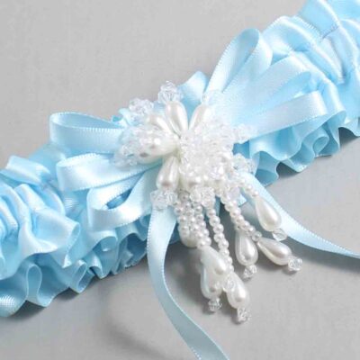 Alice Blue Satin Wedding Garter / Blue Wedding Garters / Wedding Garter / Custom Wedding Garter / Bridal Garter / Prom Garter / Linda Joyce Couture / Personalized Garter / Personalized Wedding Garter / Personalized Prom Garter