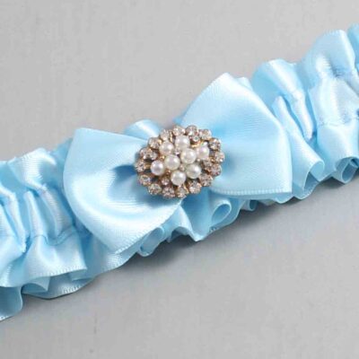 Alice Blue Satin Wedding Garter / Blue Wedding Garters / Wedding Garter / Custom Wedding Garter / Bridal Garter / Prom Garter / Linda Joyce Couture / Personalized Garter / Personalized Wedding Garter / Personalized Prom Garter