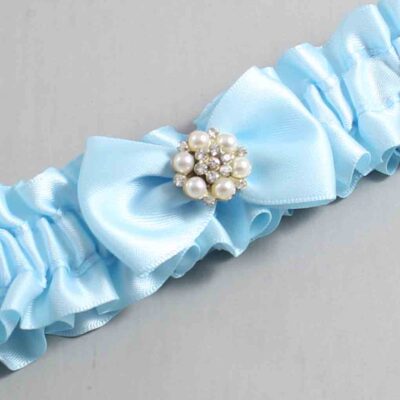 Alice Blue Satin Wedding Garter / Blue Wedding Garters / Wedding Garter / Custom Wedding Garter / Bridal Garter / Prom Garter / Linda Joyce Couture / Personalized Garter / Personalized Wedding Garter / Personalized Prom Garter