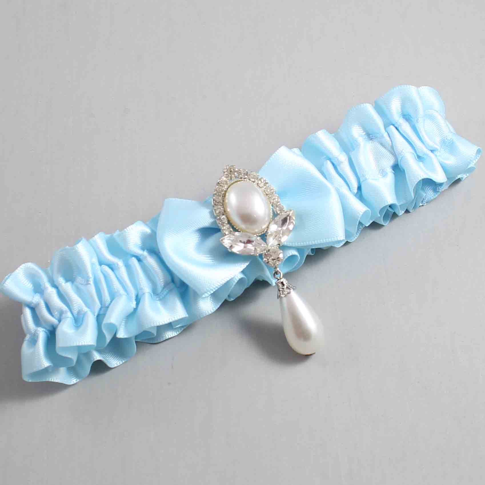 Alice Blue Satin Wedding Garter / Blue Wedding Garters / Wedding Garter / Custom Wedding Garter / Bridal Garter / Prom Garter / Linda Joyce Couture / Personalized Garter / Personalized Wedding Garter / Personalized Prom Garter
