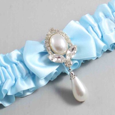 Alice Blue Satin Wedding Garter / Blue Wedding Garters / Wedding Garter / Custom Wedding Garter / Bridal Garter / Prom Garter / Linda Joyce Couture / Personalized Garter / Personalized Wedding Garter / Personalized Prom Garter