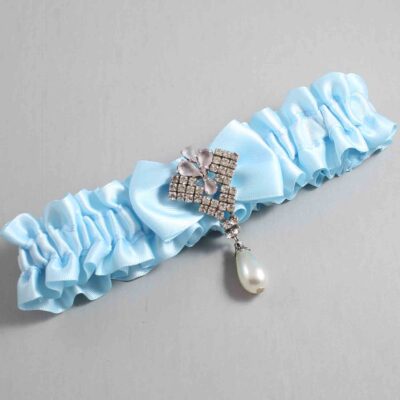 Alice Blue Satin Wedding Garter / Blue Wedding Garters / Wedding Garter / Custom Wedding Garter / Bridal Garter / Prom Garter / Linda Joyce Couture / Personalized Garter / Personalized Wedding Garter / Personalized Prom Garter