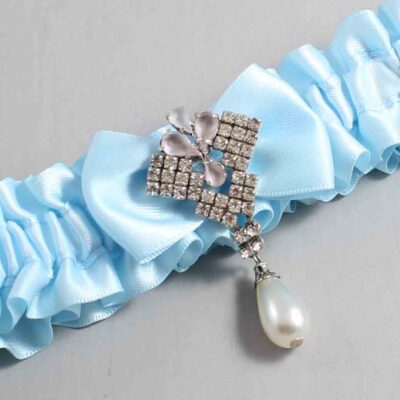 Alice Blue Satin Wedding Garter / Blue Wedding Garters / Wedding Garter / Custom Wedding Garter / Bridal Garter / Prom Garter / Linda Joyce Couture / Personalized Garter / Personalized Wedding Garter / Personalized Prom Garter