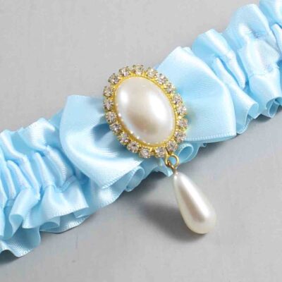 Alice Blue Satin Wedding Garter / Blue Wedding Garters / Wedding Garter / Custom Wedding Garter / Bridal Garter / Prom Garter / Linda Joyce Couture / Personalized Garter / Personalized Wedding Garter / Personalized Prom Garter
