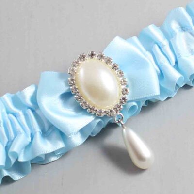 Alice Blue Satin Wedding Garter / Blue Wedding Garters / Wedding Garter / Custom Wedding Garter / Bridal Garter / Prom Garter / Linda Joyce Couture / Personalized Garter / Personalized Wedding Garter / Personalized Prom Garter